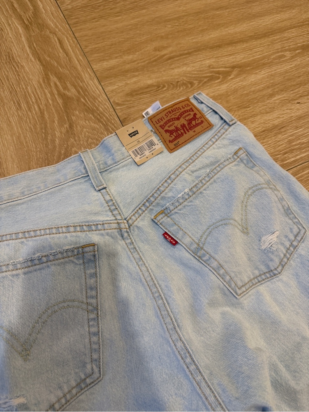 Light Blue Distressed Denim Shorts
